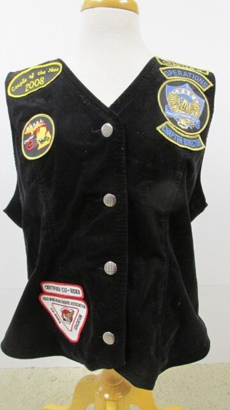 GWRRA Gold Wing Road Riders Womens Motorcycle Club Black Velvet Vest Size 1X